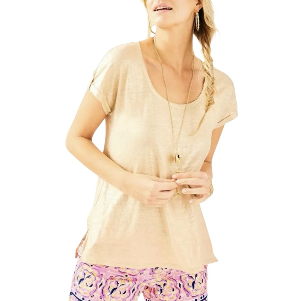 Lilly Pulitzer Women’s Sz S Inara Sand Dune Gold Shimmer Top